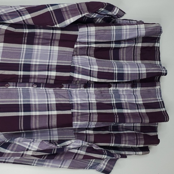 Catherines Button Down Shirt Long Sleeve Plaid Peplum Waist Purple WOmens 0X - Picture 3 of 10